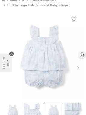 Janie and Jack Light Blue Toile Smocked Romper JANIE AND JACK